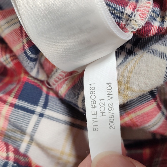 J. Crew 100% cotton flannel red plaid button up shirt S petite - Picture 8 of 8